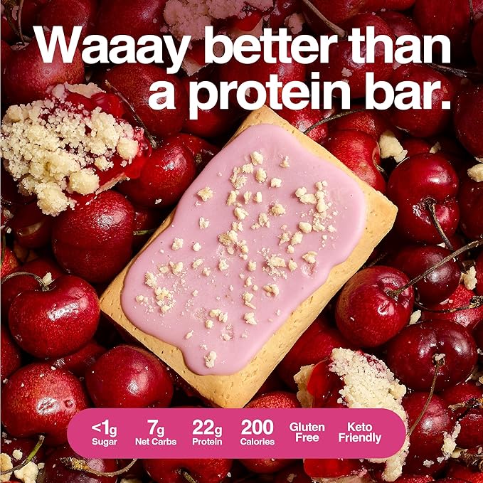 Legendary Foods 22g Protein Pastry+ Cherry, Low Carb Meal Replacement Bar - Low Glycemic, Gluten