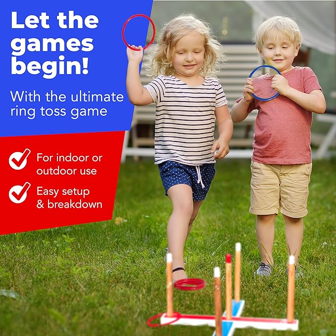 Elite Sportz Ring Toss Games for Kids - Outdoor Yard Game for Adults & Family - Backyard Toys