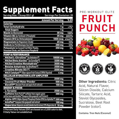 Kaged Pre Workout Elite Powder | Fruit Punch | Pre-Workout with Creatine, Beta Alanine
