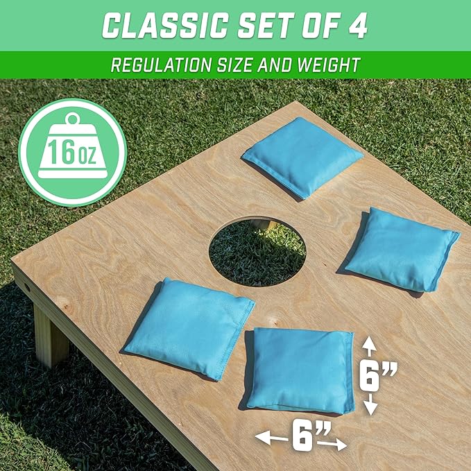 GoSports Classic Cornhole Bean Bags Set of 4-16 Colors Available - Regulation All Weather, Mix and