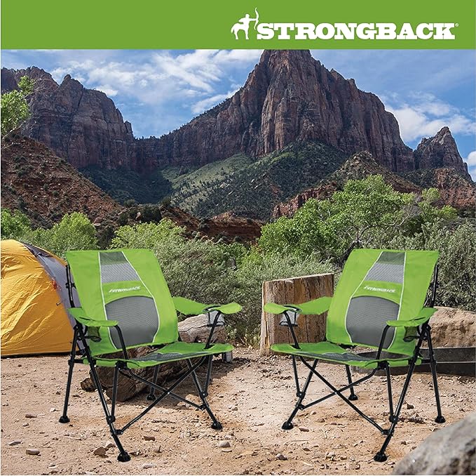 STRONGBACK Camping Chair Guru Heavy Duty Camping Chairs with Lumbar Support - Backpack Folding Camp