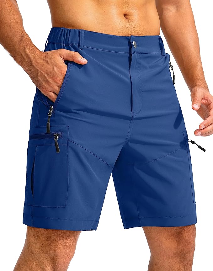 Pudolla Men's Hiking Cargo Shorts 9" Lightweight Outdoor Work Shorts for Men Travel Golf Camping