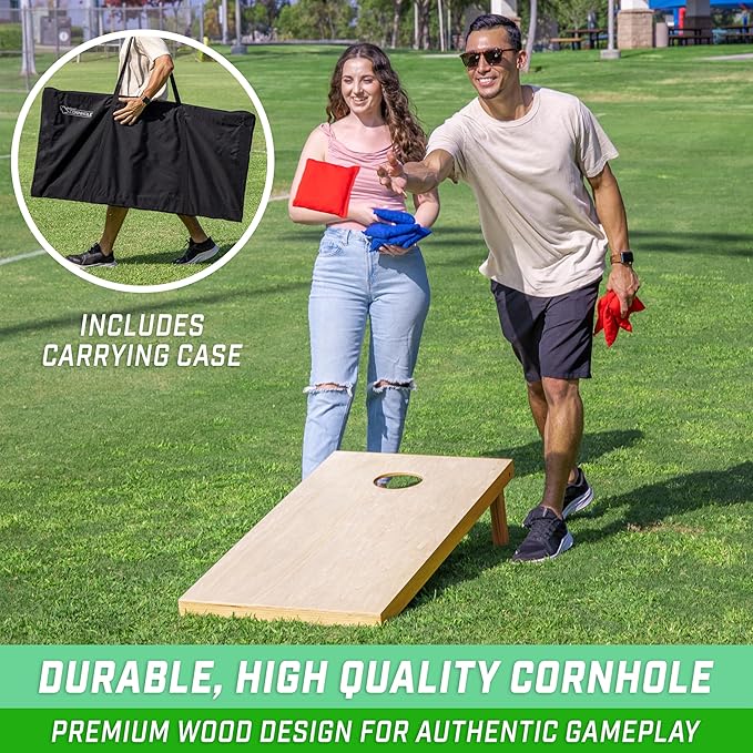 GoSports Solid Wood Premium Cornhole Sets - Choose 4 x 2 ft or 3 x 2 ft - Game Boards Include Set