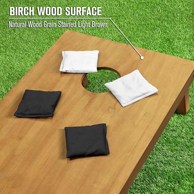 GoSports 4 ft x 2 ft Regulation Size Wooden Cornhole Boards Set - Includes Carrying Case - Full