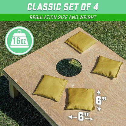 GoSports Classic Cornhole Bean Bags Set of 4-16 Colors Available - Regulation All Weather, Mix and