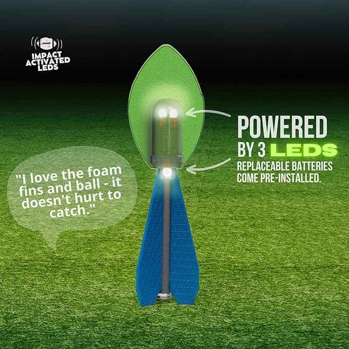 LIGHTRO - Foam Glow in The Dark Football - Super Bright - Smart LEDs - Batteries Included