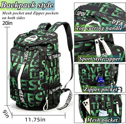 Gym Duffle Bag Backpack with Shoe Compartment,4 ways Travel Backpack for Women and