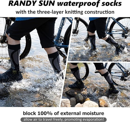 RANDY SUN Waterproof Skiing Socks, [SGS Certified] Unisex Knee High Breathable Hiking Trekking Sock