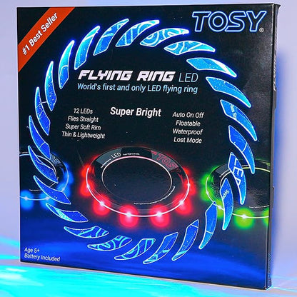 TOSY Flying Ring - 16 Million Color RGB or 12 LEDs, Super Bright, Lost Mode, Auto Light Up, Camping