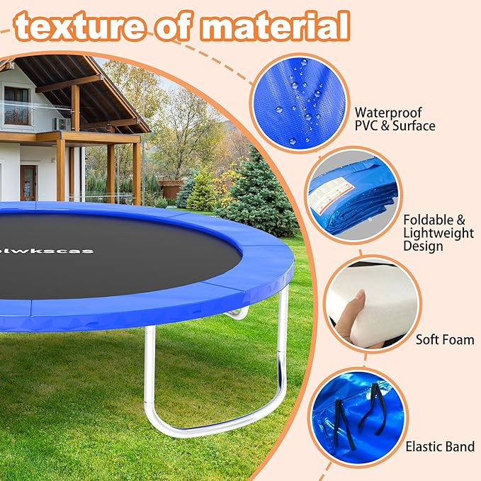 Trampoline Pad 10ft 12ft 14ft 15ft 16ft Trampoline Replacement Safety Pad, Waterproof and