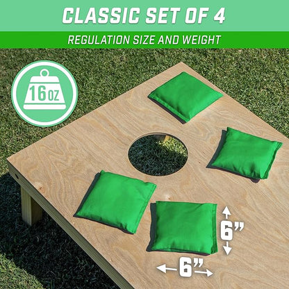 GoSports Classic Cornhole Bean Bags Set of 4-16 Colors Available - Regulation All Weather, Mix and
