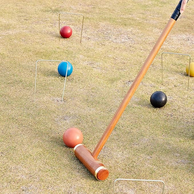 ApudArmis Deluxe Size Croquet Wickets, Set of 9 Colorful Square Arrow Wickets Replacement for 35In