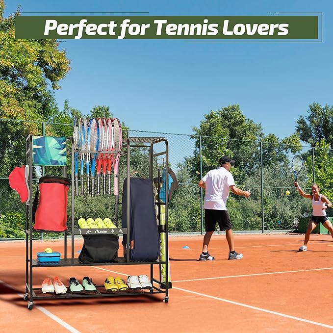 PLKOW Tennis Bag Organizer Tennis Racket Storage Rack, Tennis Equipment Holder for Bags, Balls