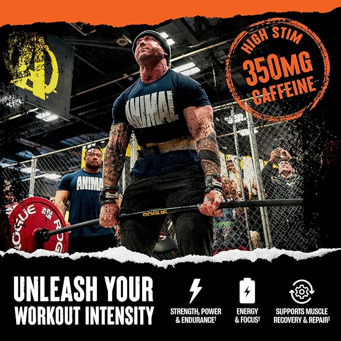 Animal Fury - Pre Workout Powder Supplement for Energy and Focus - 5g BCAA, 350mg Caffeine Nitric