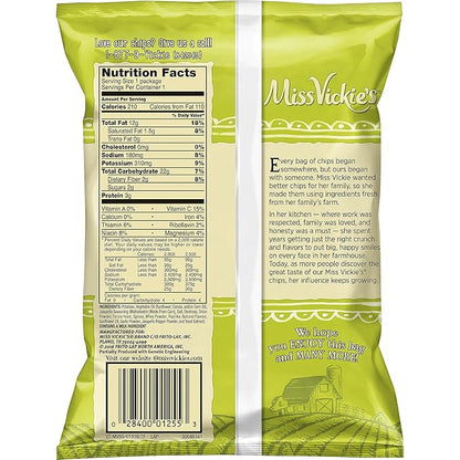 Miss Vickie's Kettle Cooked Potato Chips, Jalapeno, 1.375 Ounce (Pack of 64)