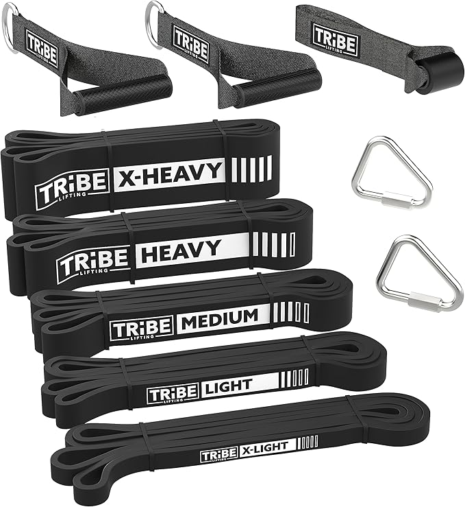 Long Resistance Bands for Working Out Men and Women - Set of 5 Pull-Up Bands, Rubber Handles and