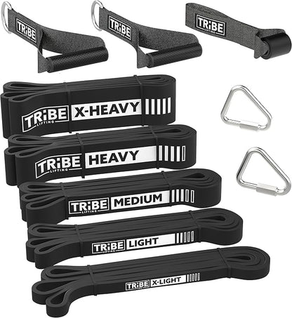 Long Resistance Bands for Working Out Men and Women - Set of 5 Pull-Up Bands, Rubber Handles and