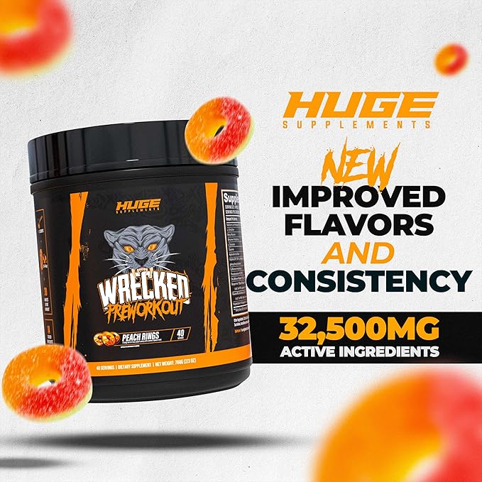 Wrecked Pre Workout Powder, Advanced Formula, Boosts Energy, Focus, Pumps & Performance, 10g