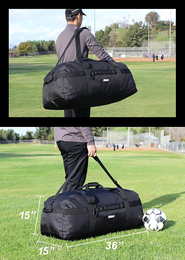 Fitdom 132L 36" Heavy Duty Extra Large Sports Gym Equipment Travel Duffel Bag W/Adjustable Shoulder