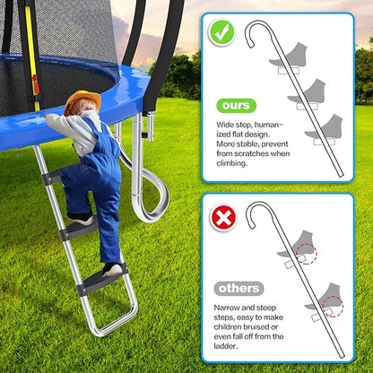 Trampoline Ladder Slide Kit, Trampoline Universal 3 Steps Wide Ladder & Buffer Slide,Universal Step