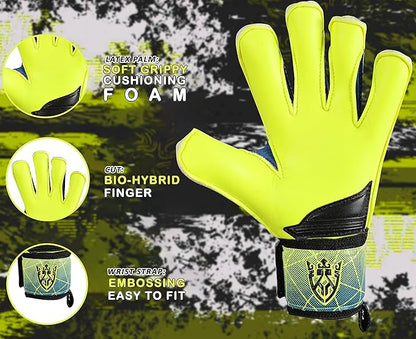 Soccer Goalie Goalkeeper Gloves for Kids Boys Youth & Adult,Latex Strong Grip Palms with Removable