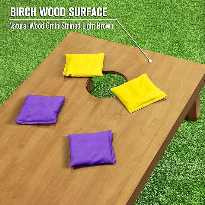 GoSports 4 ft x 2 ft Regulation Size Wooden Cornhole Boards Set - Includes Carrying Case - Full