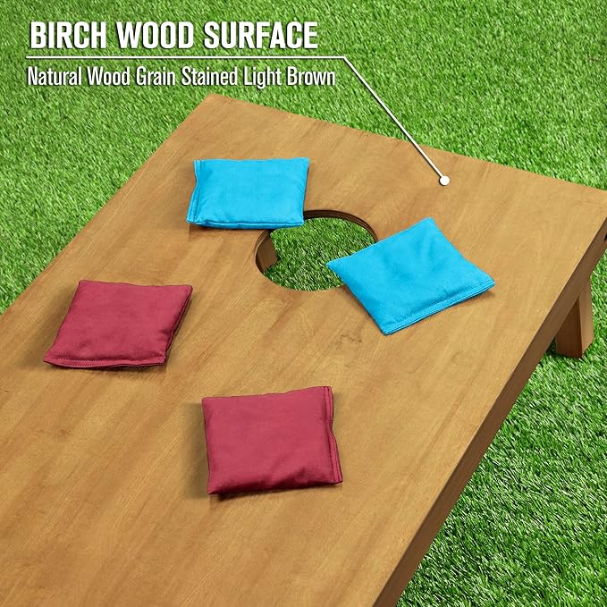 GoSports 4 ft x 2 ft Regulation Size Wooden Cornhole Boards Set - Includes Carrying Case - Full