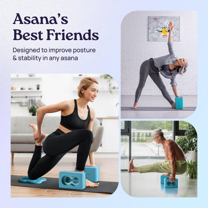 Deep-Zen® Yoga Blocks Wrist Support; Yoga Blocks 2 Pack with Knee Pads and Strap to Put Less Weight