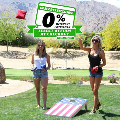 GoSports 4 x 2 ft Flag Series Wood Cornhole Sets – American Flag or State Flags – Includes 2