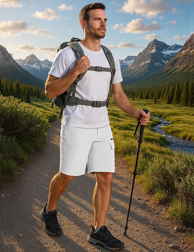 CRYSULLY Men's Hiking Cargo Shorts Outdoor Summer Lightweight Quick Dry Work Casual Shorts with 5