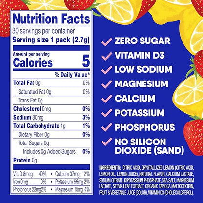 GoHydrate Instant Hydration Powder Packets - Low Sodium Electrolytes Drink Mix - Natural Hydration