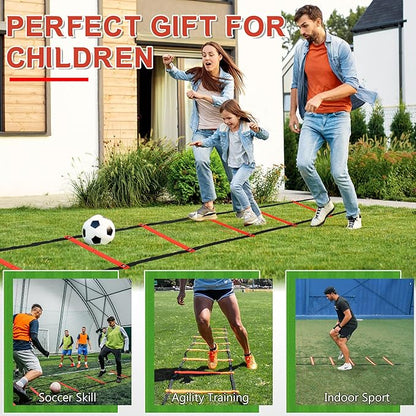Fixed Rung Agility Ladder - 20ft 12 Rungs No Tangle Speed and Agility Training Equipment for Soccer