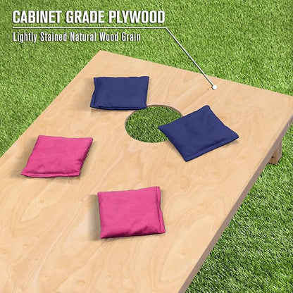 GoSports Regulation Size Wooden Cornhole Set with Natural Wood Finish - Includes Carrying Case