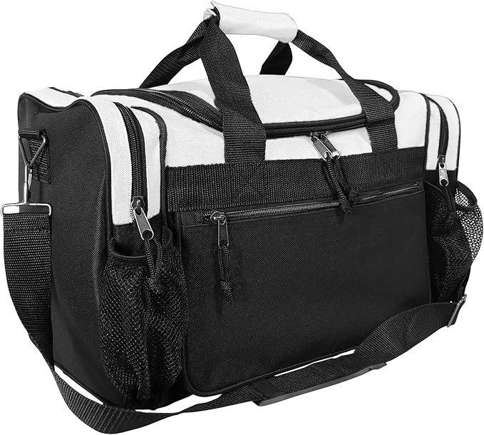 DALIX 17" Duffle Bag Dual Front Mesh Pockets (Black Gold Gray Dark Green Navy Blue Maroon Royal
