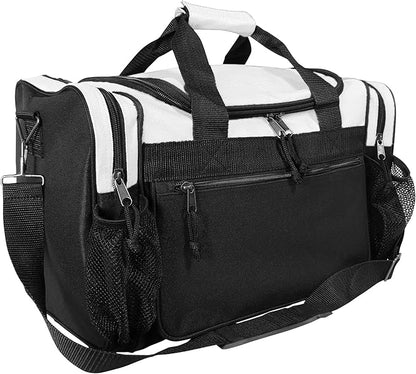 DALIX 17" Duffle Bag Dual Front Mesh Pockets (Black Gold Gray Dark Green Navy Blue Maroon Royal