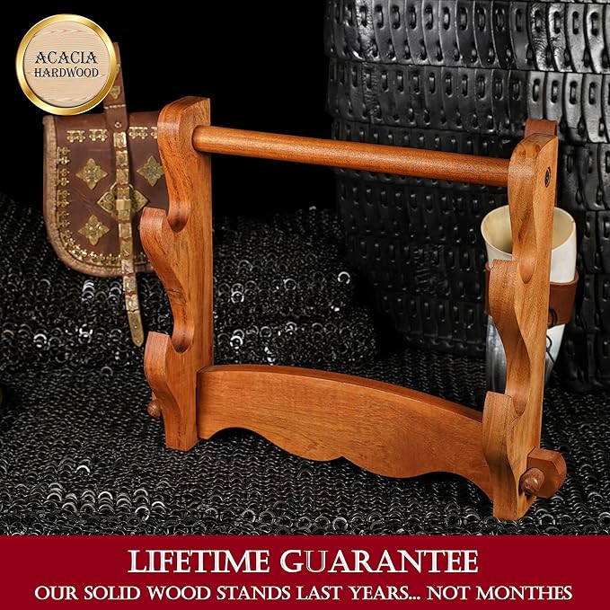 Mythrojan Solid Wood Sword Stand Medieval Sword Wall Mount Samurai Sword Display Stand Katana Sword