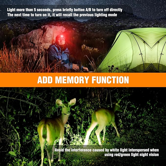 EverBrite Rechargeable Headlamp, 350 Lumens Headlamp with Red Light and Memory Function, 7 Modes