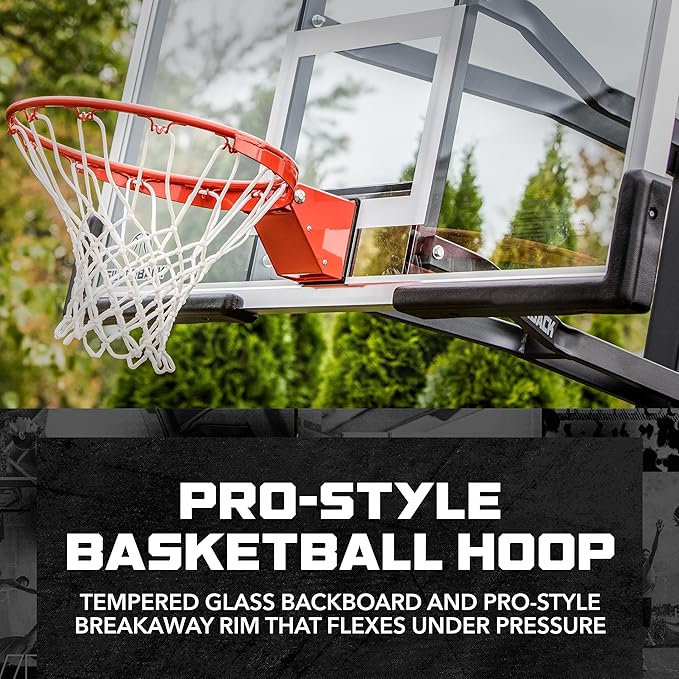 Silverback In-Ground Basketball Hoops, Adjustable Height Tempered Glass Backboard and Pro-Style