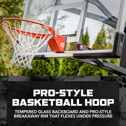 Silverback In-Ground Basketball Hoops, Adjustable Height Tempered Glass Backboard and Pro-Style