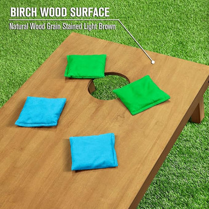 GoSports 4 ft x 2 ft Regulation Size Wooden Cornhole Boards Set - Includes Carrying Case - Full