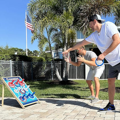 Corners Championship: Ring Toss Reinvented - Yard & Party Game, Wooden Peg Board, Competition