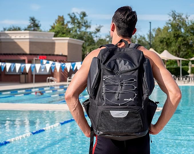 Athletico Swim Backpack - Swim Bag With Wet & Dry Compartments for Swimming, Beach, Camping - Pool