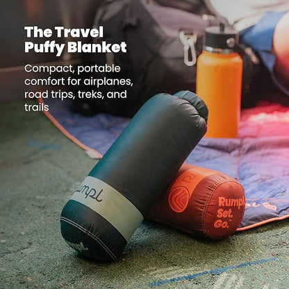 Rumpl Travel Puffy Blanket, Ultra-Packable Travel-Size Warmth and Comfort, Deepwater