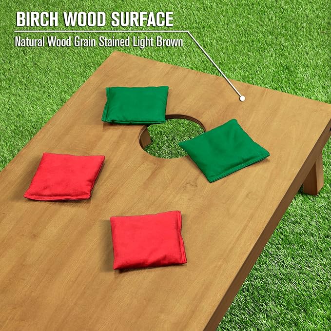 GoSports 4 ft x 2 ft Regulation Size Wooden Cornhole Boards Set - Includes Carrying Case - Full