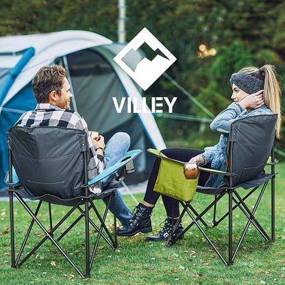 VILLEY Camping Chair, Oversized Folding Camp Chair, Portable Outdoor Chairs Support 400 LBS with