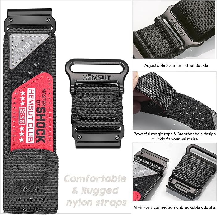 Rugged Nylon Sports Strap With Woven Loop Design, Compatible With Venu 2, 3, Plus, Sq, Sq 2, Music