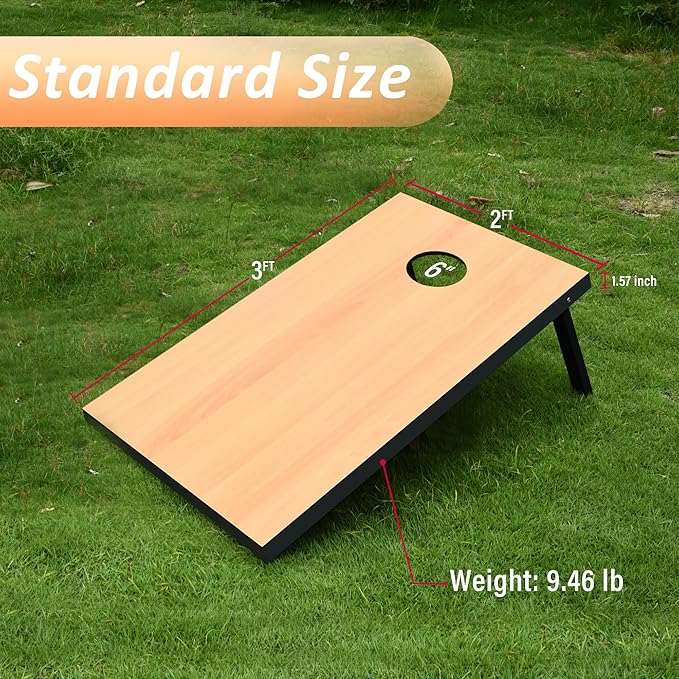 Cornhole Set, Regulation/Tailgate Size Cornhole Boards with 8 Bean Bags and Carrying Case, 4x2/3x2