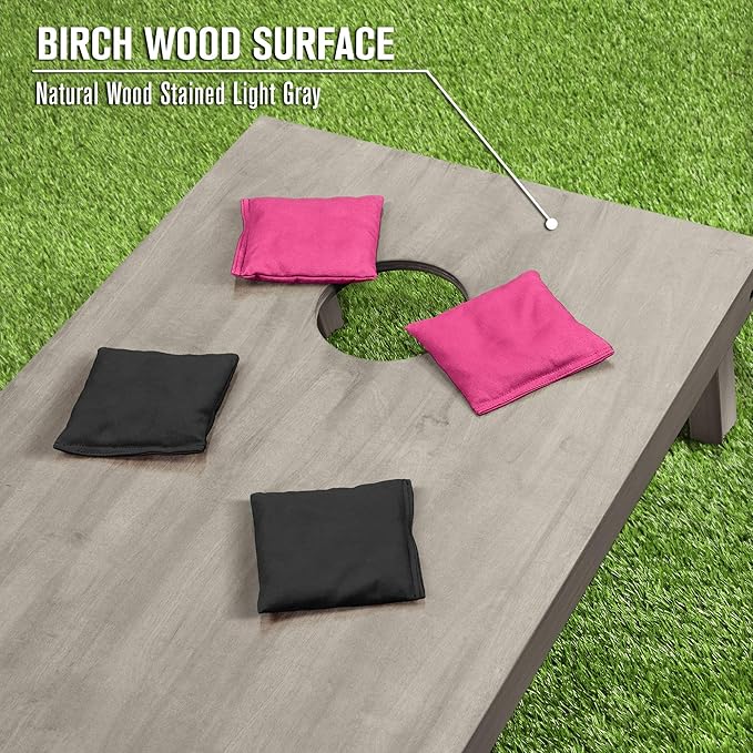 GoSports 4 ft x 2 ft Regulation Size Wooden Cornhole Boards Set - Includes Carrying Case and Bean