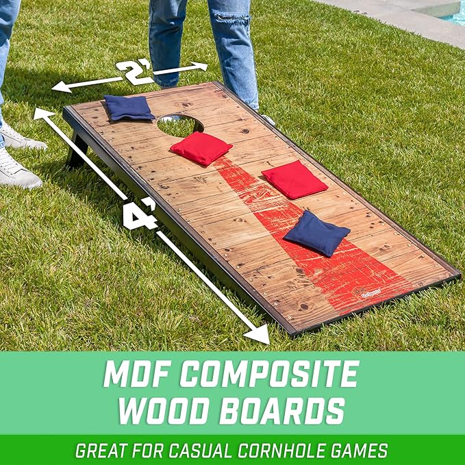 GoSports Portable Cornhole Sets, 8 Styles – Choose 4 x 2 ft or 3 x 2 ft - Boards Include 8 Bean