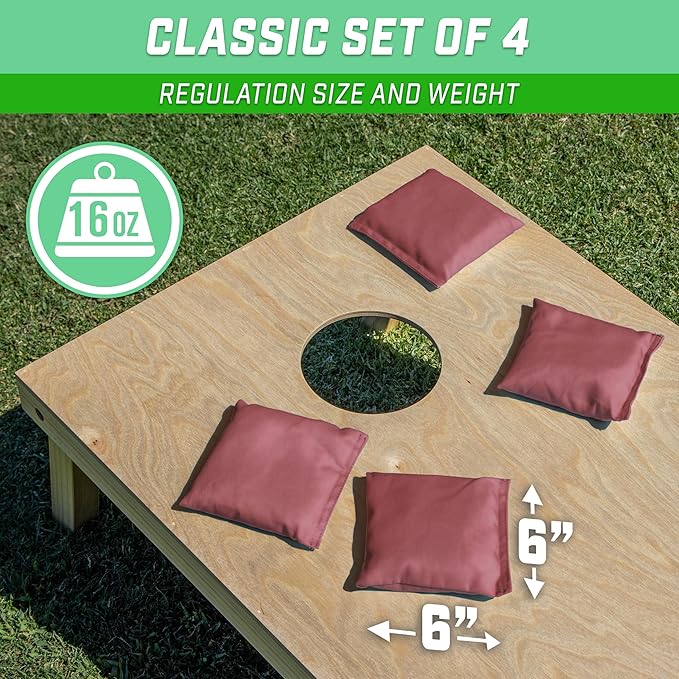 GoSports Classic Cornhole Bean Bags Set of 4-16 Colors Available - Regulation All Weather, Mix and